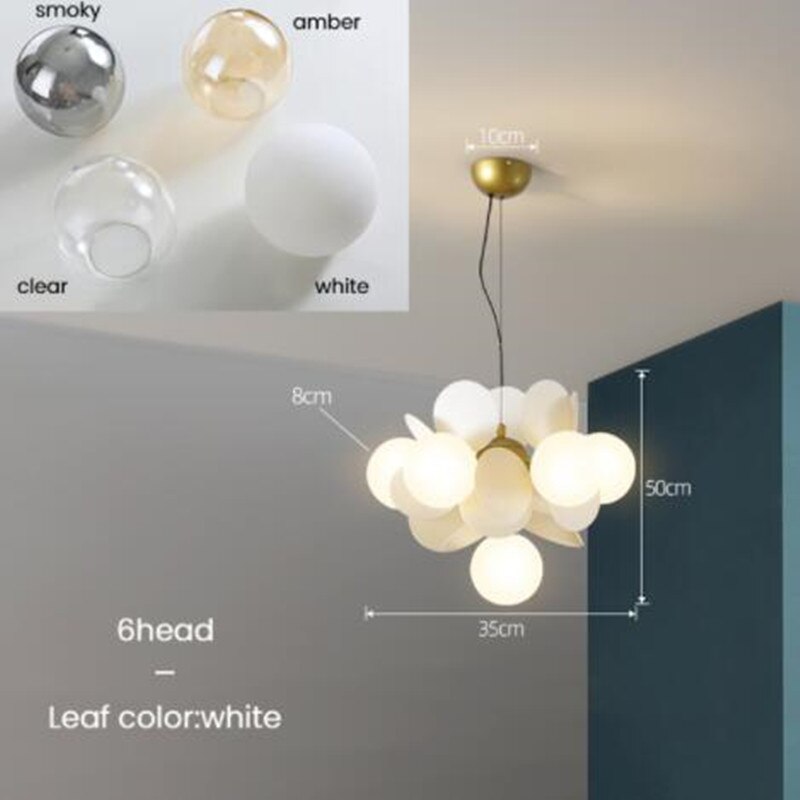 Lustre moderne en forme de nuage avec boules en verre Rivers - vue 7 sur 16