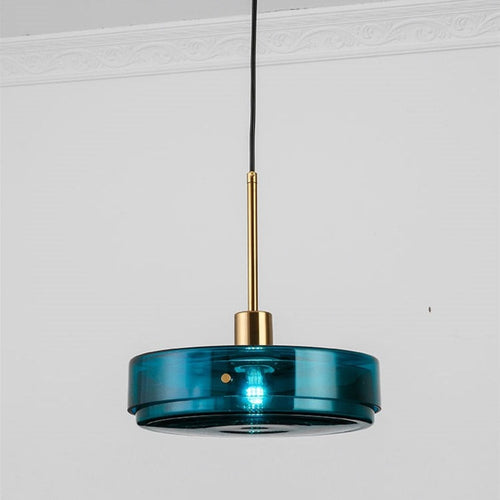 Suspension design arrondie en verre bleue Harpais - vue 7 sur 8