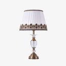 Lampe à poser rétro LED en verre cristal et abat-jour tissu