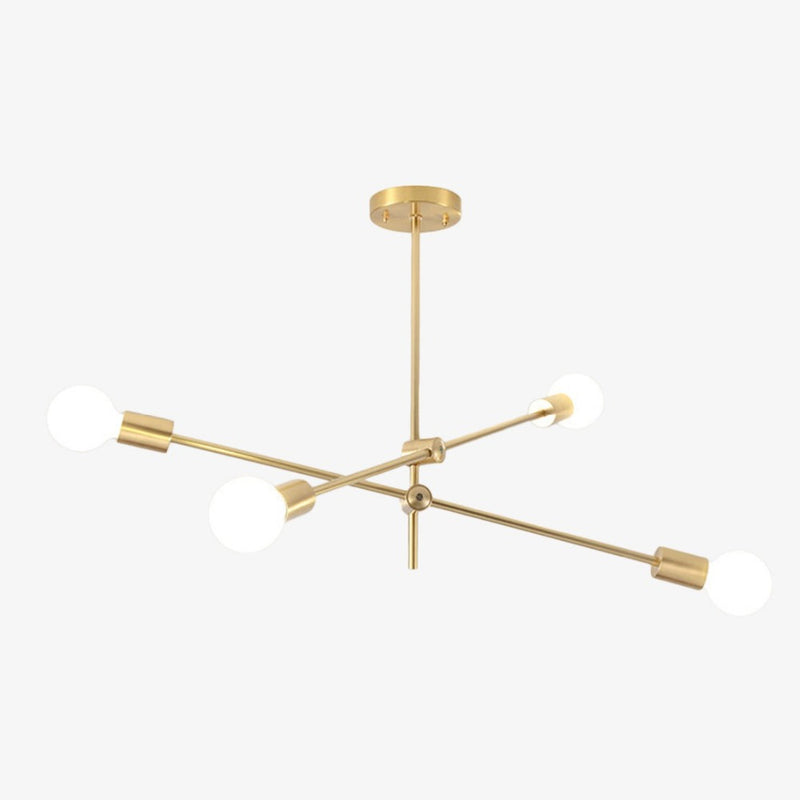 Lustre design à LED en tubes dorés Loft