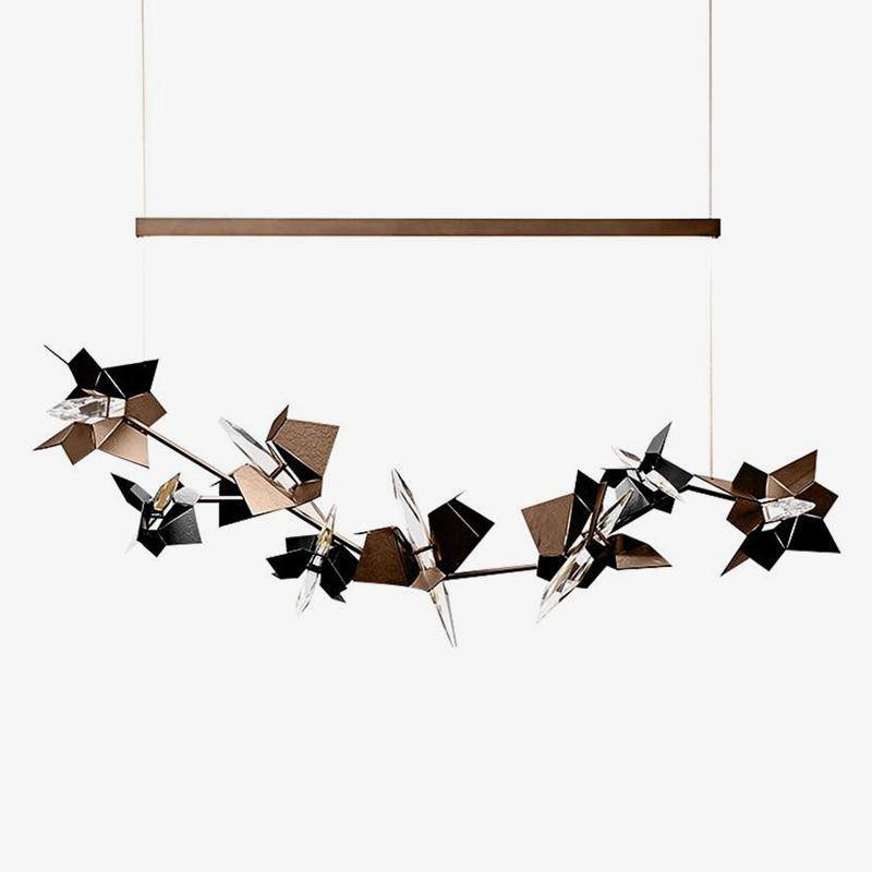 Lustre design moderne à plaques plates chromées Flate