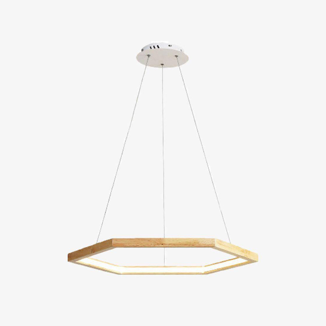Lustre design en bois hexagonal à LED - vue 5 sur 5