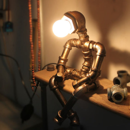 Lampe à poser industrielle LED figure robotique métallique Nile - vue 7 sur 15