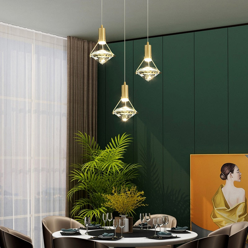 Suspension design LED luxury en forme de diamant Savia - vue 4 sur 9