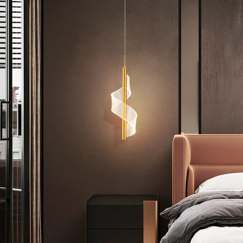 Minimalistische LED-Pendelleuchte Steal mit geschwungenem Licht - vue 3 sur 7