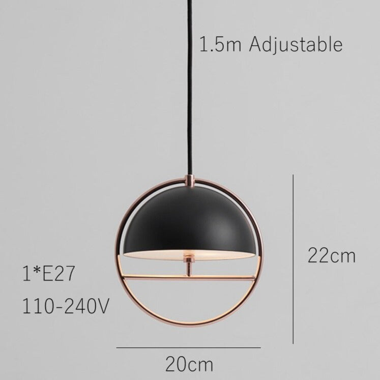 Suspension design avec abat-jour en métal et cercle doré Skye