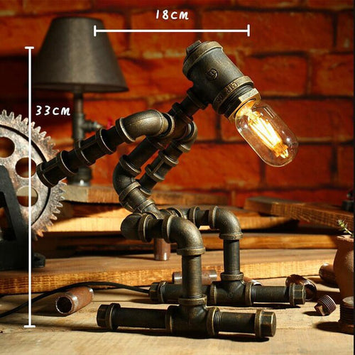 Lampe à poser industrielle LED figure robotique métallique Nile - vue 11 sur 15