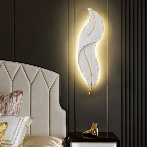 Applique murale moderne LED en forme de plume blanche Kauai - vue 6 sur 11