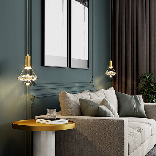 Suspension design LED luxury en forme de diamant Savia - vue 7 sur 9