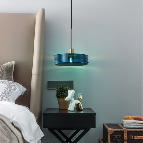Suspension design arrondie en verre bleue Harpais - vue 4 sur 8