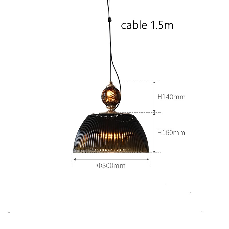 Suspension avec abat-jour en verre style rétro Lorm