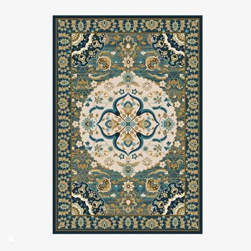 Tapis persan rectangle vert au style dirouz H