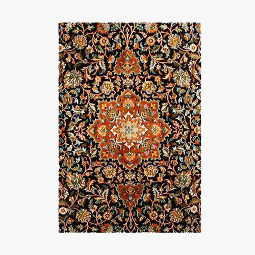 Tapis persan rectangle orange au style dirouz F