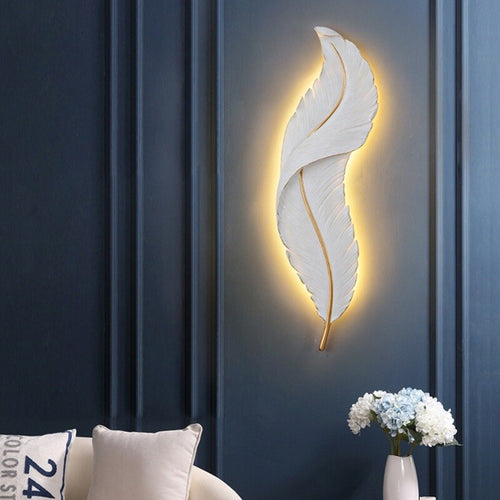 Applique murale moderne LED en forme de plume blanche Kauai - vue 4 sur 11