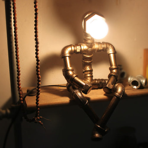 Lampe à poser industrielle LED figure robotique métallique Nile - vue 6 sur 15
