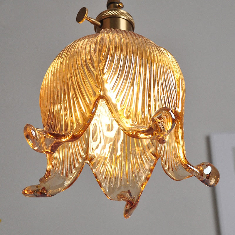 Suspension vintage LED avec abat-jour en verre Finnian