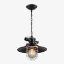 Suspension en métal colorée avec cage style industriel 34cm