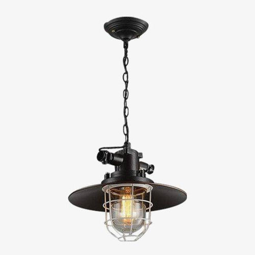 Suspension en métal colorée avec cage style industriel 34cm
