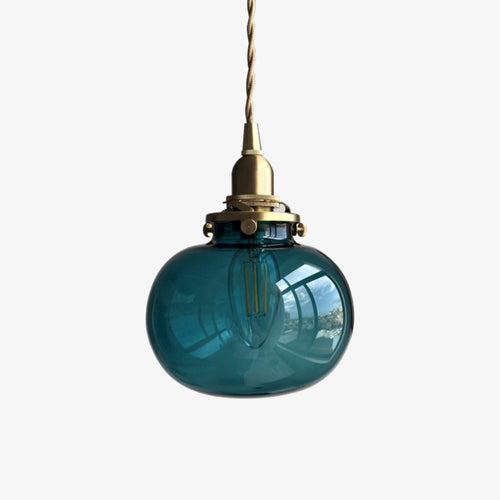 Suspension boule ovale en verre fumé coloré Brass