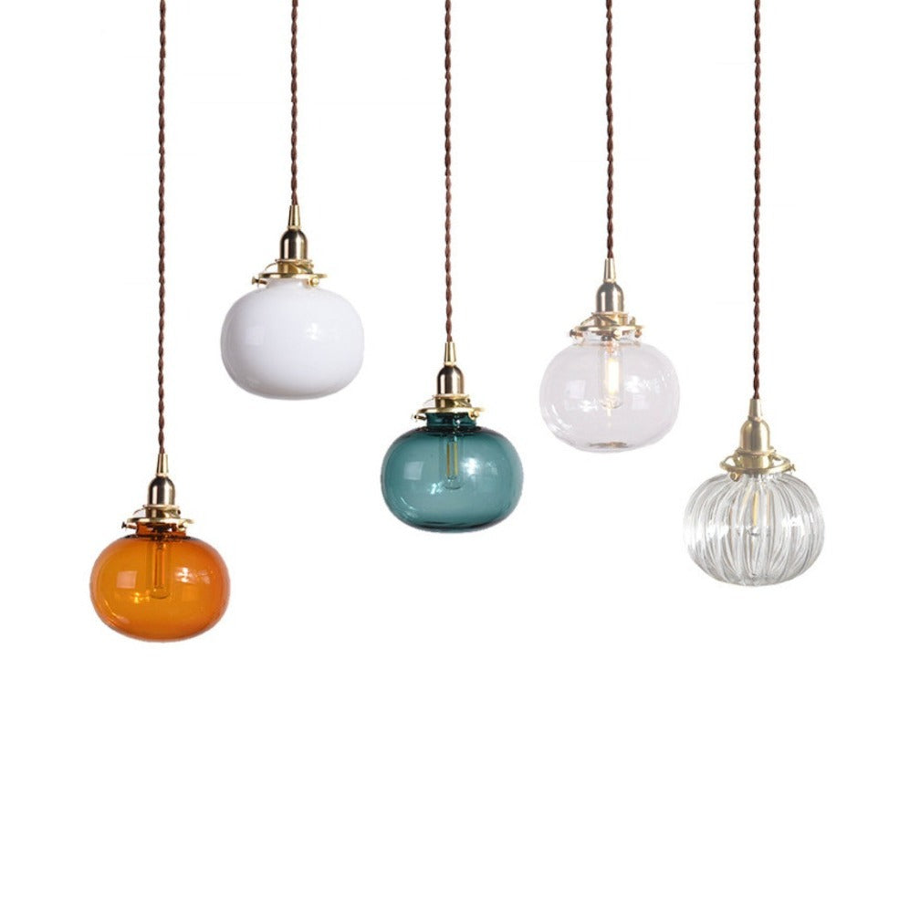 Suspension boule ovale en verre fumé coloré Brass - vue 7 sur 10