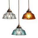 Design-Pendelleuchte LED aus farbigem Glas im Vintage-Stil