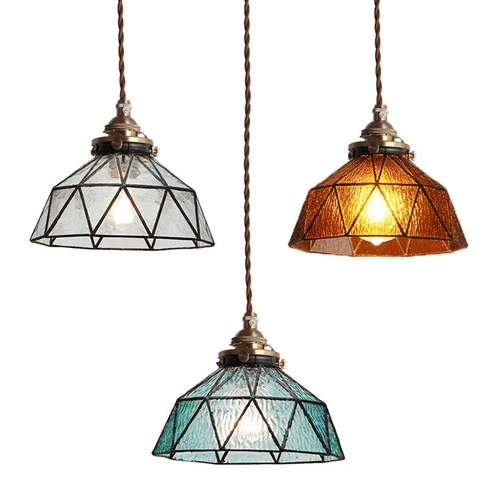 Design-Pendelleuchte LED aus farbigem Glas im Vintage-Stil - vue 3 sur 6