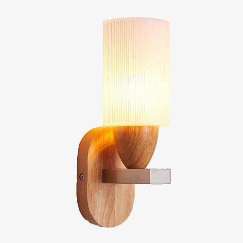 Applique LED en bois et abat-jour en verre Arandela