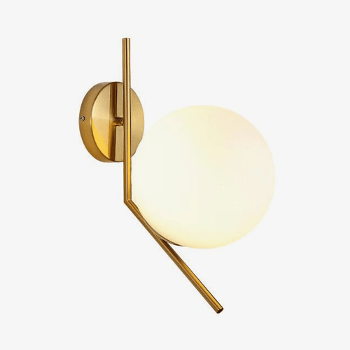 Applique murale design LED dorée avec boule en verre Nordic