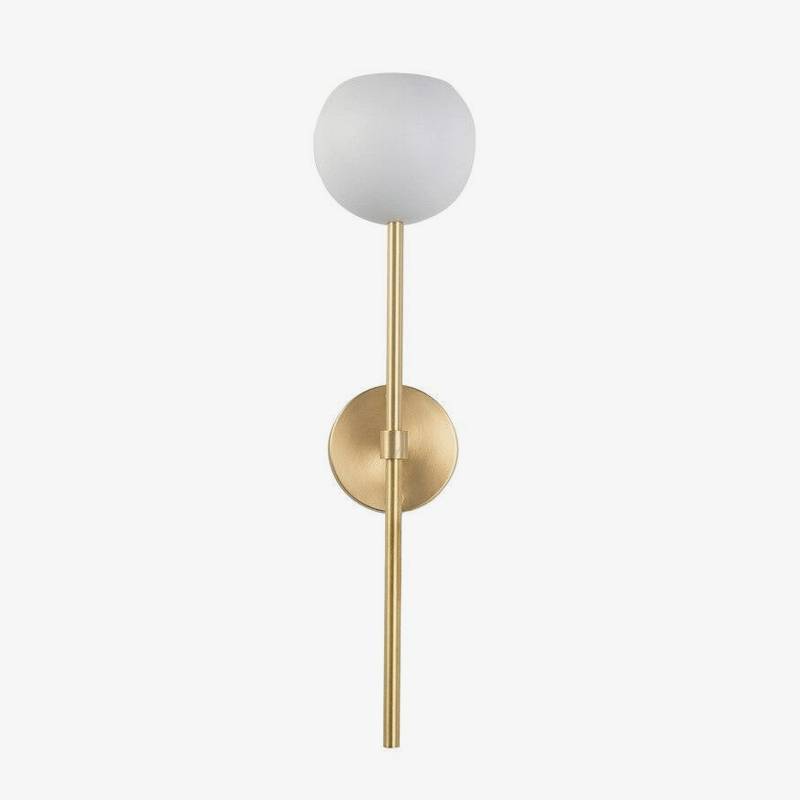 Applique murale LED baton doré et boule en verre