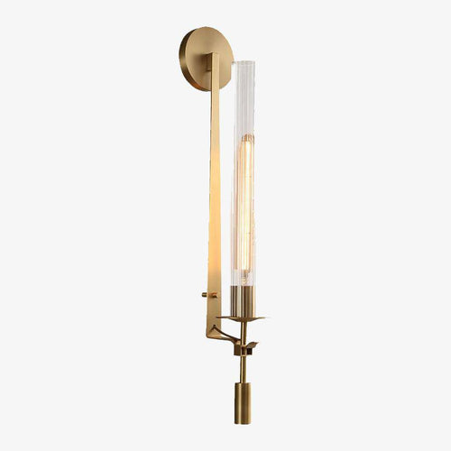 Applique murale moderne LED avec abat-jour cylindrique doré et transparent Luxury