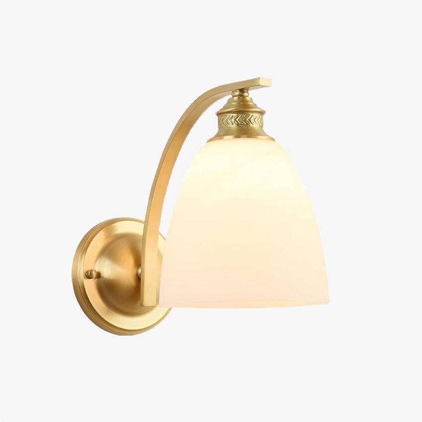 Applique murale moderne LED doré avec abat-jour arrondi blanc Herity
