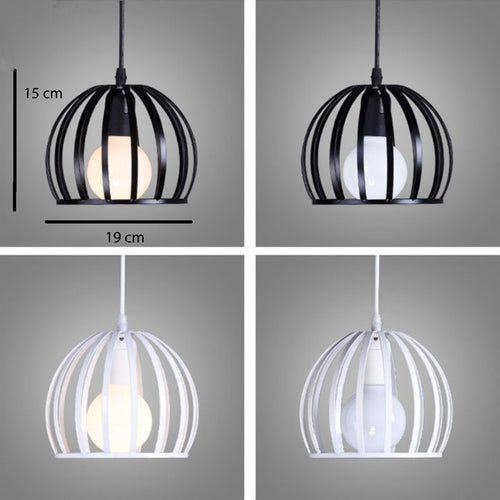 Suspension en cage ronde vintage (noir ou blanc)