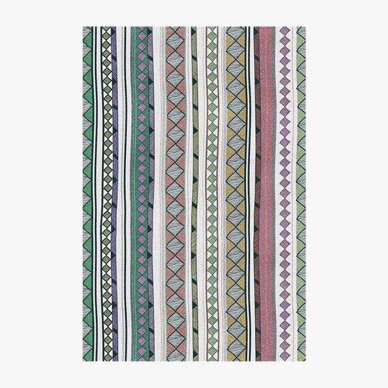 Tapis rectangle aux formes géométriques verts style Keecy