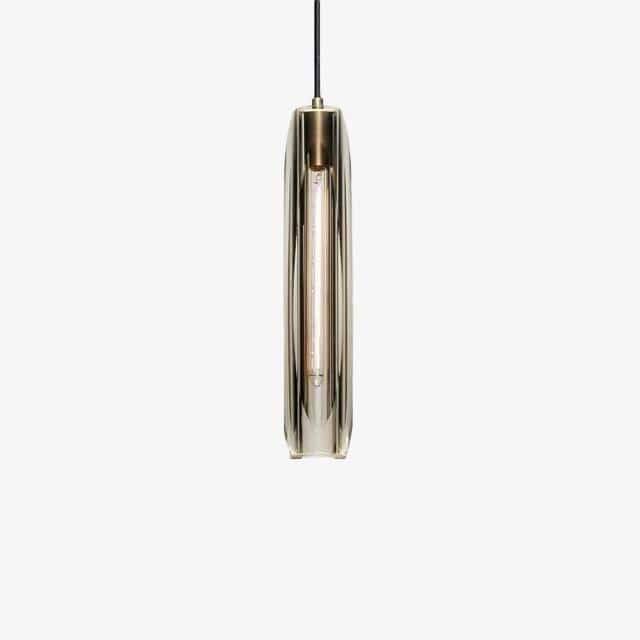 Suspension design à LED allongée en verre cristal