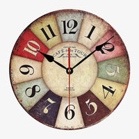 Horloge murale ancienne ronde style vintage en bois Rustic