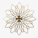 Horloge murale en forme de fleur en métal doré 54cm Extra
