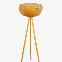 Lampadaire tripode avec abat-jour en bambou Asia