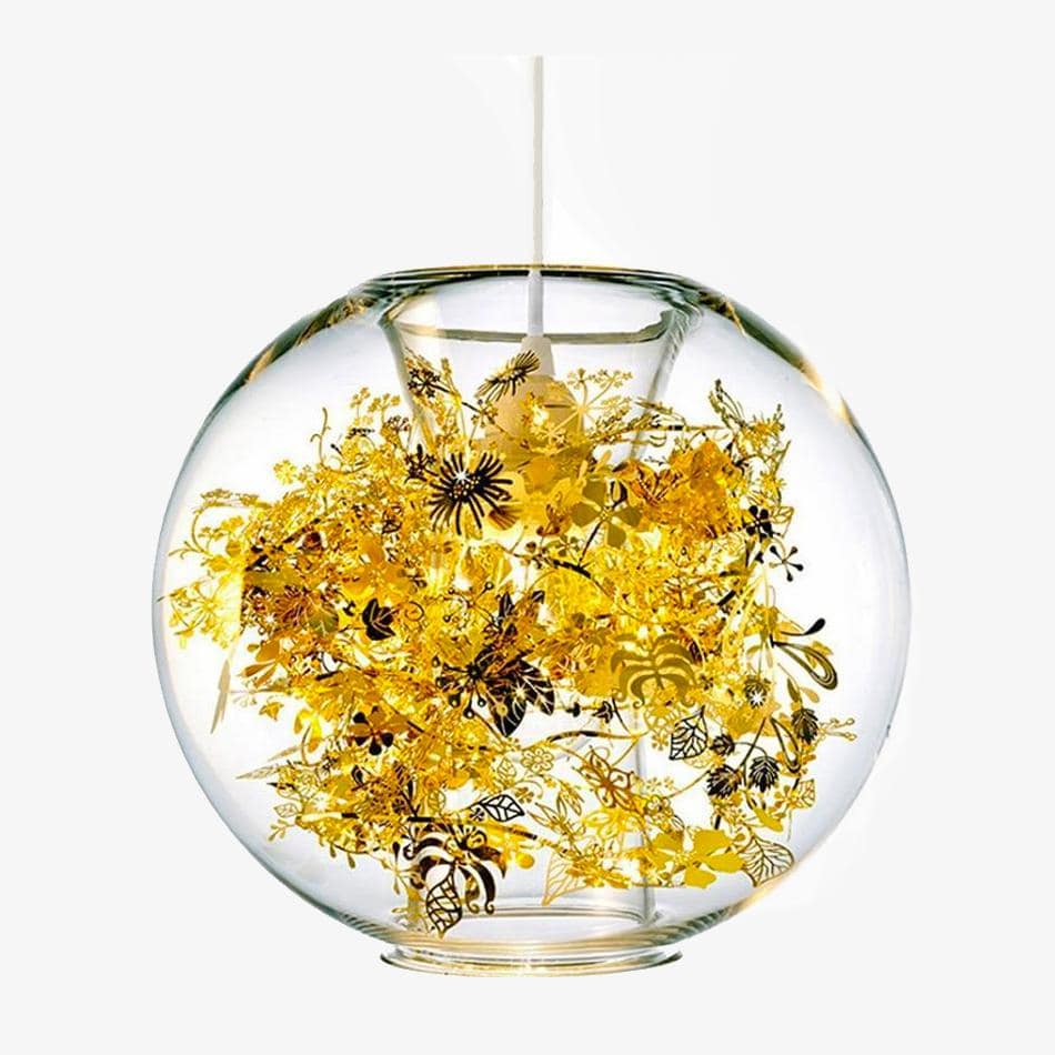 Lampe à poser boule en verre avec feuilles - vue 2 sur 10