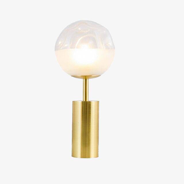 Lampe à poser design LED avec cylindre doré et verre déformé Rui