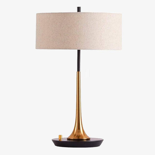 Lampe à poser moderne dorée avec abat-jour en tissu