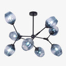 Lustre design à LED branches en métal et lampes en verre Lindsey