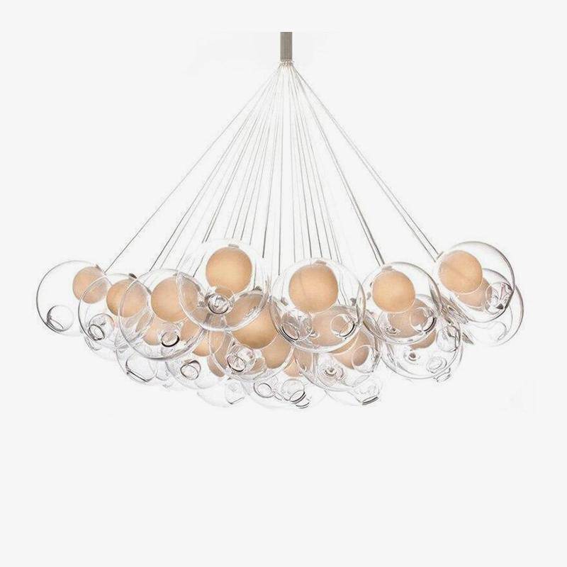 Lustre design LED avec boule en verre déformé style Chandeliers