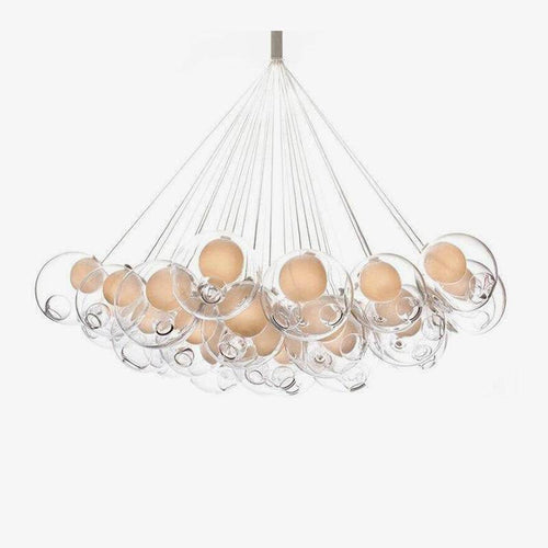 Lustre design LED avec boule en verre déformé style Chandeliers