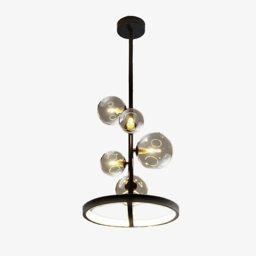 Lustre design LED circulaire en métal noir Romane