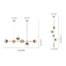 Lustre design LED en métal avec plusieurs boules en verre rétro