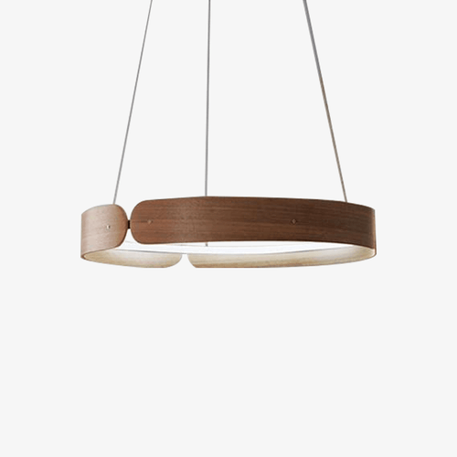 Lustre design LED rond en bois Nordic
