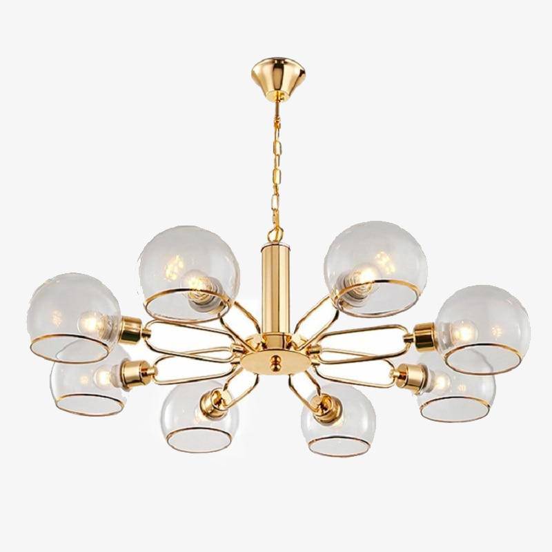 Lustre design moderne doré avec boules de verre Glass