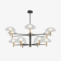 Lustre design noir et doré avec lampes en verre Light
