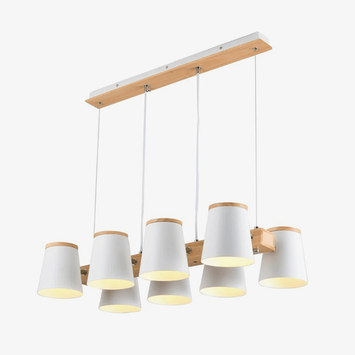 Lustre en bois avec lampe abat-jour métal ajustable Dining