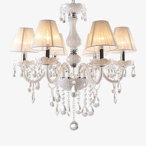 Lustre en cristal chandelier avec abat-jour tissu